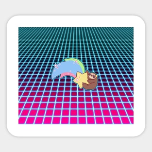 Rainbow Shooting Star Sloth Vaporwave Sticker